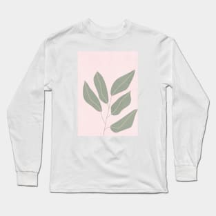 Mid Century Modern Artwork, Plant Leaves, Beige 2 Long Sleeve T-Shirt